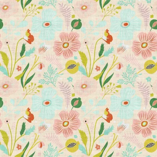 Floral Print Polyester Linen Curtain Drapery LAKIS
