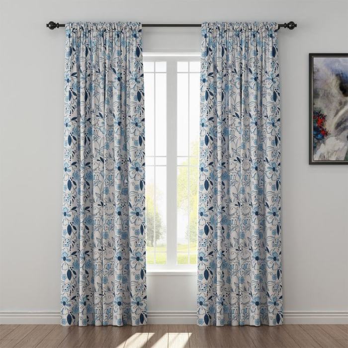 Floral Print Polyester Linen Curtain Drapery WILLIAM