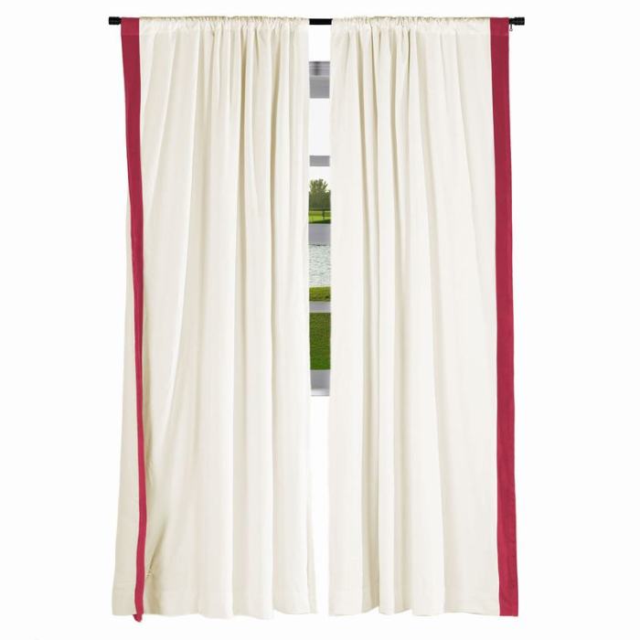 FELIX Velvet Curtain Drapery with Color Border Custom Sold Per Pair