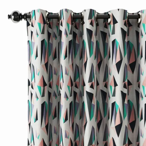 Abstract Print Polyester Linen Curtain Drapery JANE