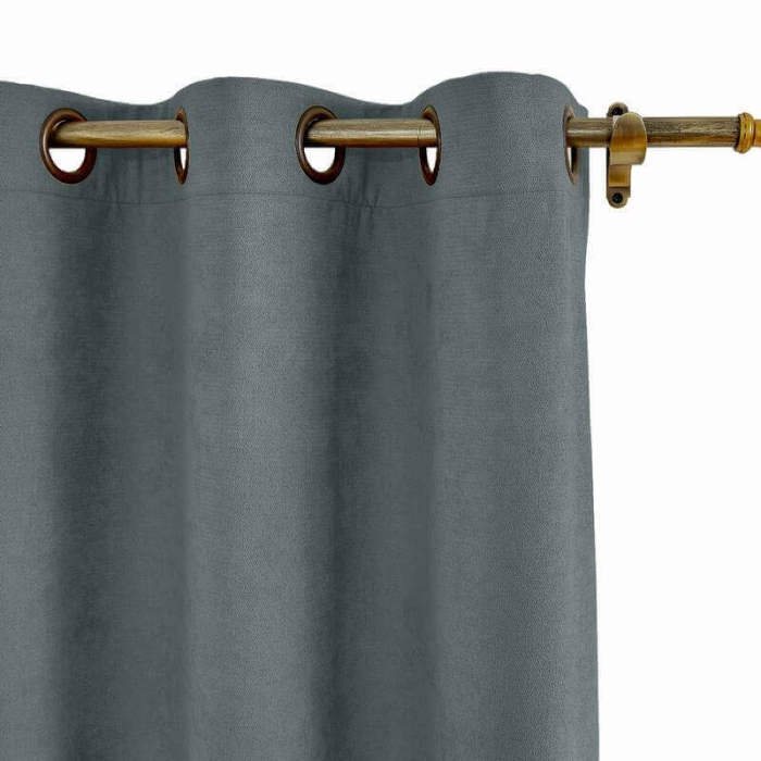 Antique Bronze Grommet Polyester Cotton Drapery With Blackout Lining Thermal Curtain Kantee