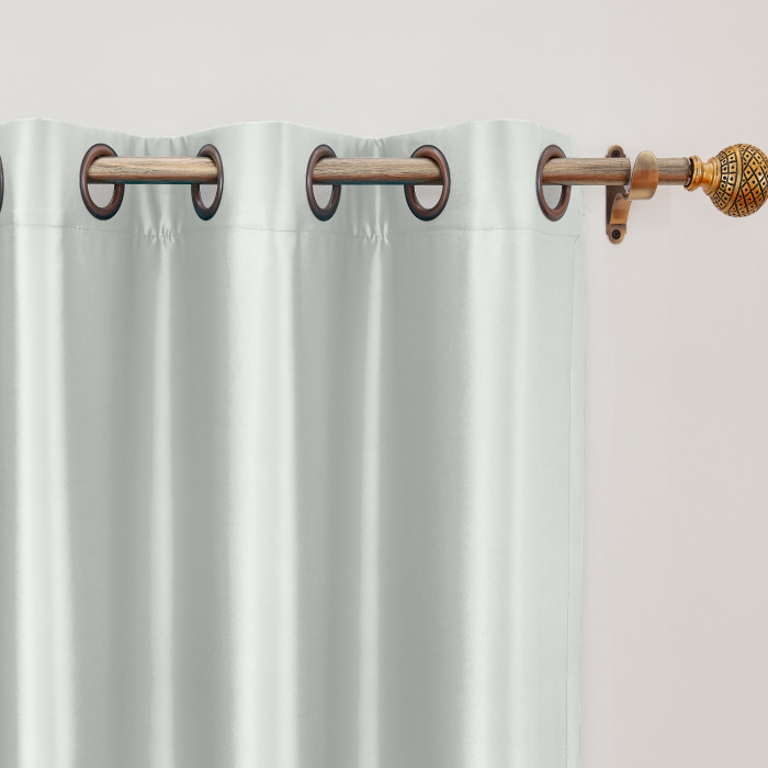 Polyester Cotton Silk Curtain Drape Panel in Antique Bronze Grommet with Blackout Lined LHZ