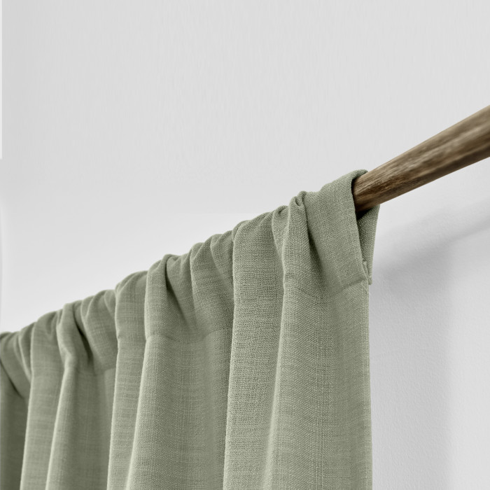 Rod Pocket Faux Linen Window Curtain with Blackout Lined LIZ