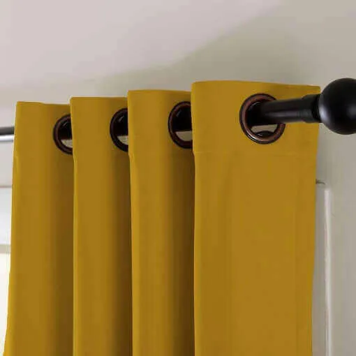 2 Toned Blackout Lined Pieced Patchwork Grommet Velvet Curtain BIRKIN
