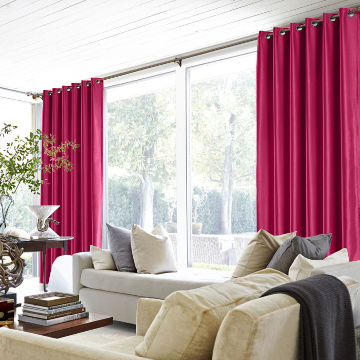 Polyester Cotton Silk Curtain Drape Panel in Antique Bronze Grommet with Blackout Lined LHZ