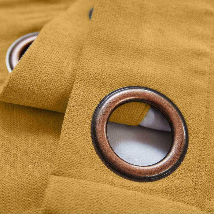 Antique Bronze Grommet Polyester Cotton Drapery With Blackout Lining Thermal Curtain Kantee