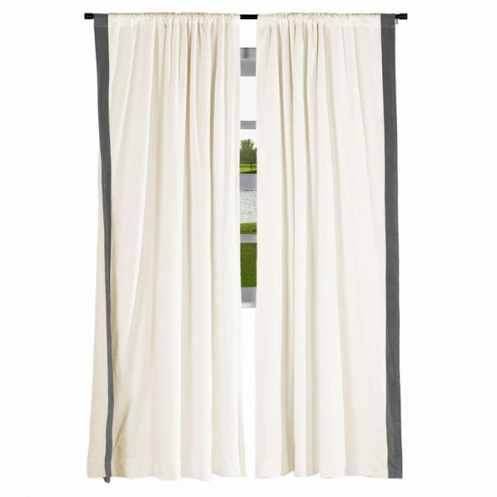 FELIX Velvet Curtain Drapery with Color Border Custom Sold Per Pair