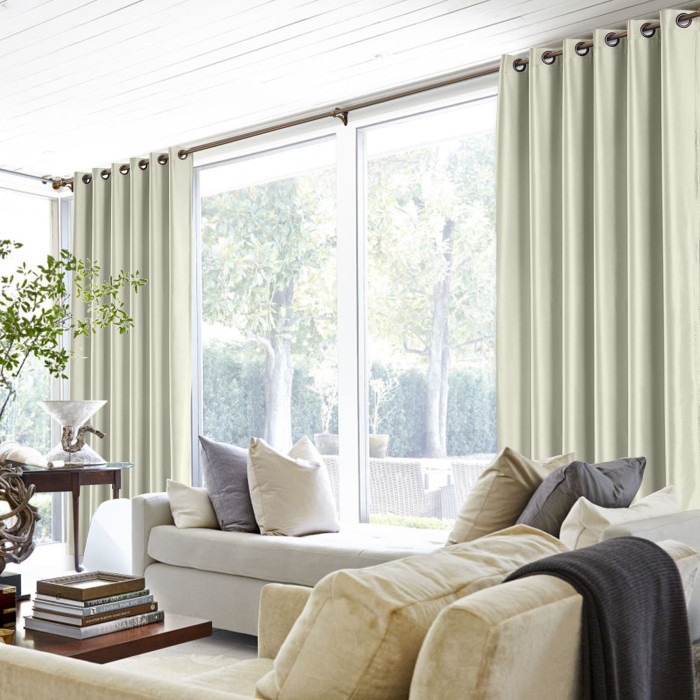 Polyester Cotton Silk Curtain Drape Panel in Antique Bronze Grommet with Blackout Lined LHZ