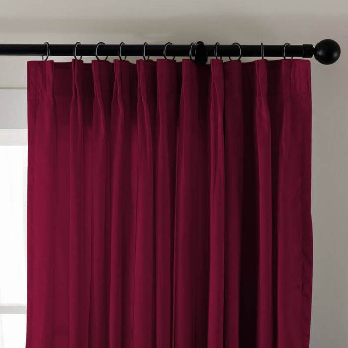Pinch Pleated Textured Faux Dupioni Silk Drape Curtain with Blackout Lined Yun