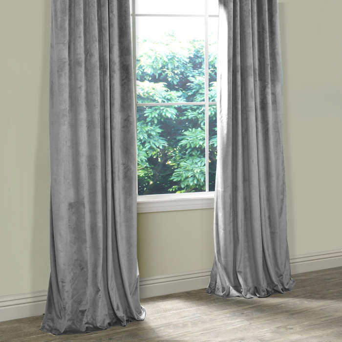 Velvet Curtain Drape Panel 3 Inch Rod Pocket with Blackout Lined Birkin