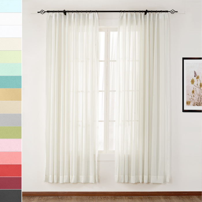 Indoor Outdoor Sheer Curtain Pinch Pleat Wide Opulent Voile Drape SCANDINA