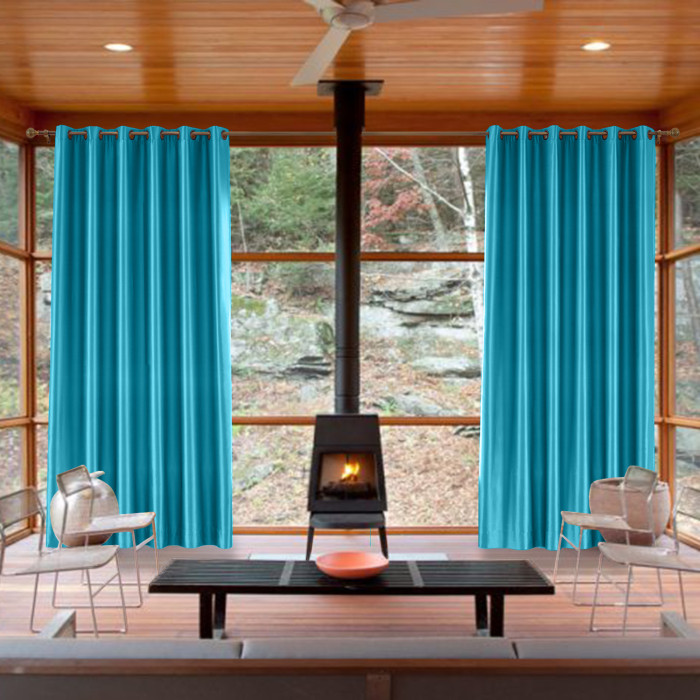 Polyester Cotton Silk Curtain Drape Panel in Antique Bronze Grommet with Blackout Lined LHZ