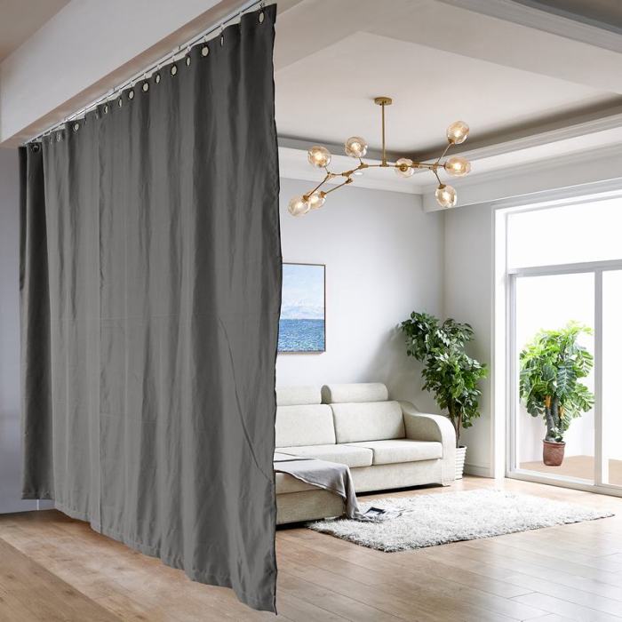 Ceiling Track Room Divider Flame Retardant Fireproof Curtain Kit for Any Space