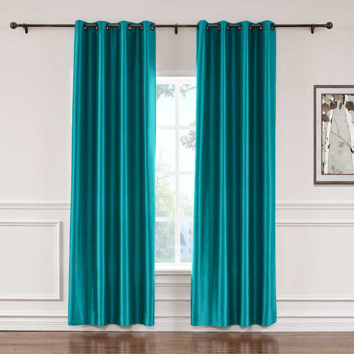 Polyester Cotton Silk Curtain Drape Panel in Antique Bronze Grommet with Blackout Lined LHZ