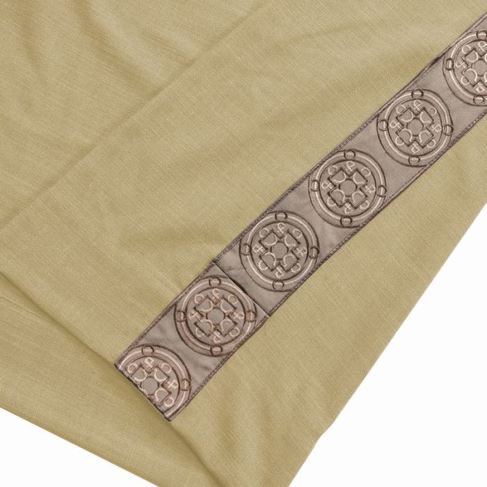 AMARA Polyester Linen Curtain Drapery With Decorative Trim Custom Sold Per Pair