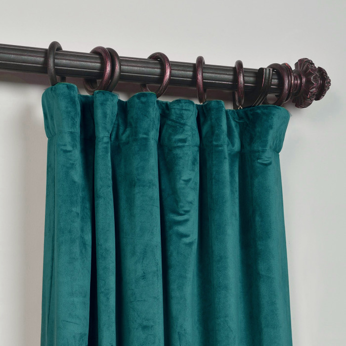 Flat Hook Velvet Curtain Drape with Blackout Lined For Track with Ring Clip or Traverse Rod and Rod with Rings Birkin