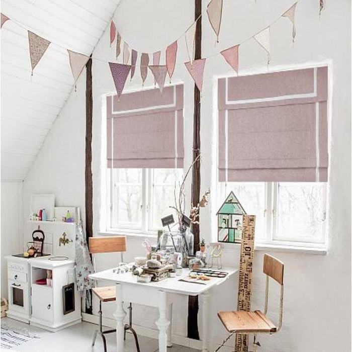 Stripe Print Polyester Roman Shade In Pink