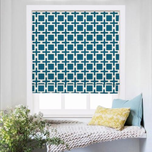 CHELSEA Abstract Print Polyester Linen Roman Shade