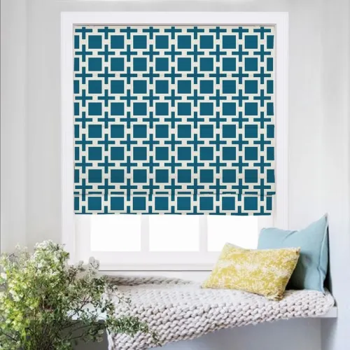 CHELSEA Abstract Print Polyester Linen Roman Shade