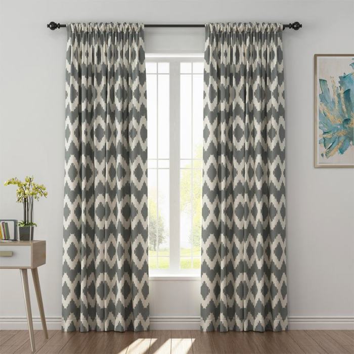 Geometric Print Polyester Linen Curtain Drapery HENRY