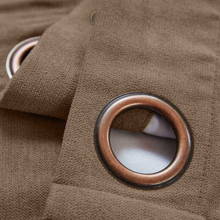Antique Bronze Grommet Polyester Cotton Drapery With Blackout Lining Thermal Curtain Kantee