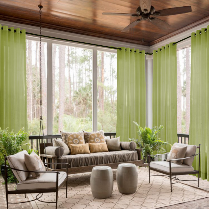 Nickel Grommet Indoor Outdoor Sheer Curtain Wide Opulent Voile Drape SCANDINA