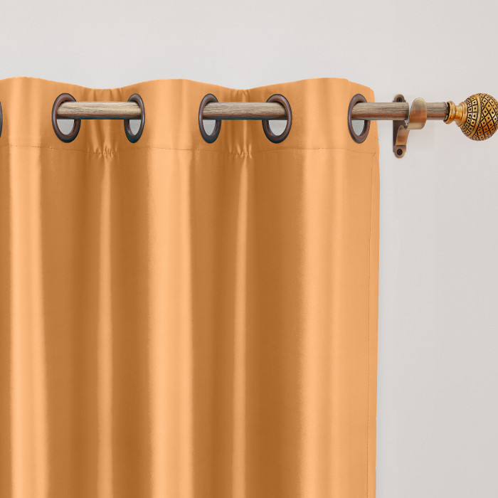 Polyester Cotton Silk Curtain Drape Panel in Antique Bronze Grommet with Blackout Lined LHZ