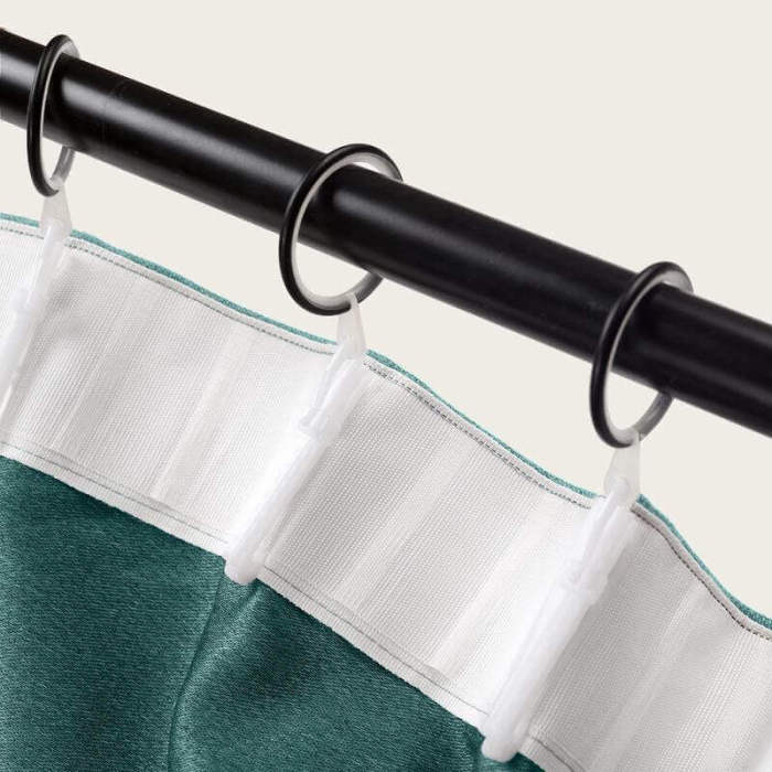 Flat Hook Heavyweight Faux Linen Curtain For Traverse Rod Ring Clip or Track Olive