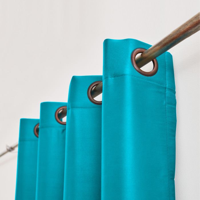 Polyester Cotton Silk Curtain Drape Panel in Antique Bronze Grommet with Blackout Lined LHZ