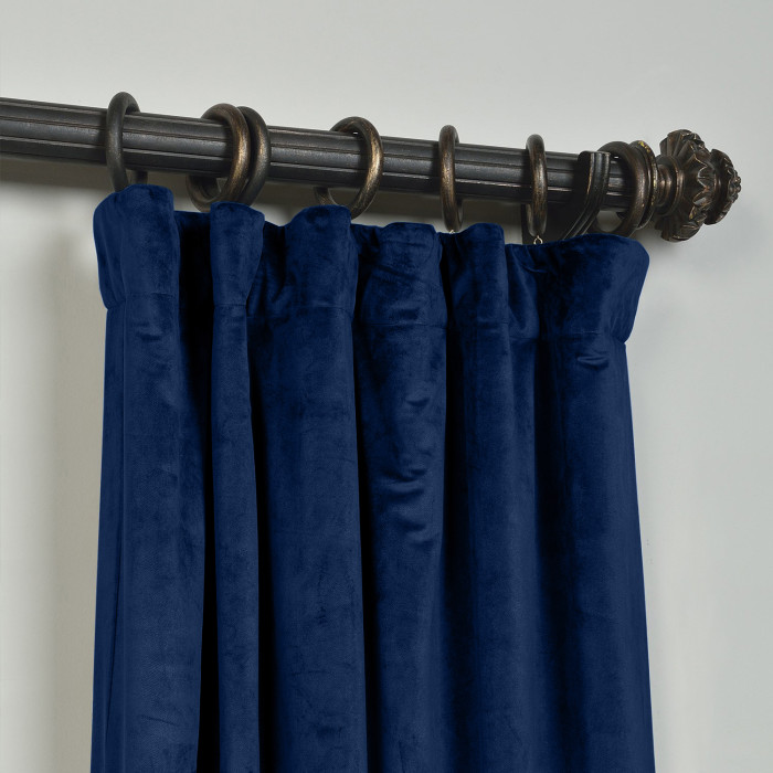 Flat Hook Velvet Curtain Drape with Blackout Lined For Track with Ring Clip or Traverse Rod and Rod with Rings Birkin