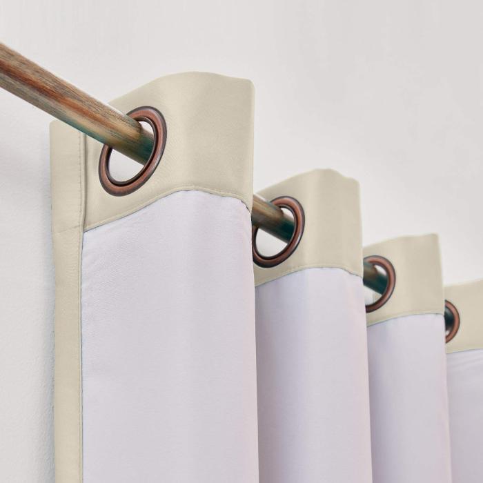 Polyester Cotton Silk Curtain Drape Panel in Antique Bronze Grommet with Blackout Lined LHZ