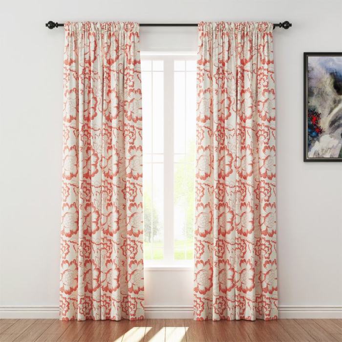 Floral Print Polyester Linen Curtain Drapery ELK