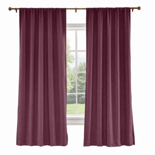 CUSTOM Liz Plum Polyester Linen Curtain Drapery with Lined
