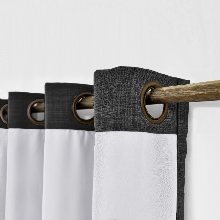 Antique Bronze Grommet Fuax Linen Window Curtain with Blackout Lined LIZ