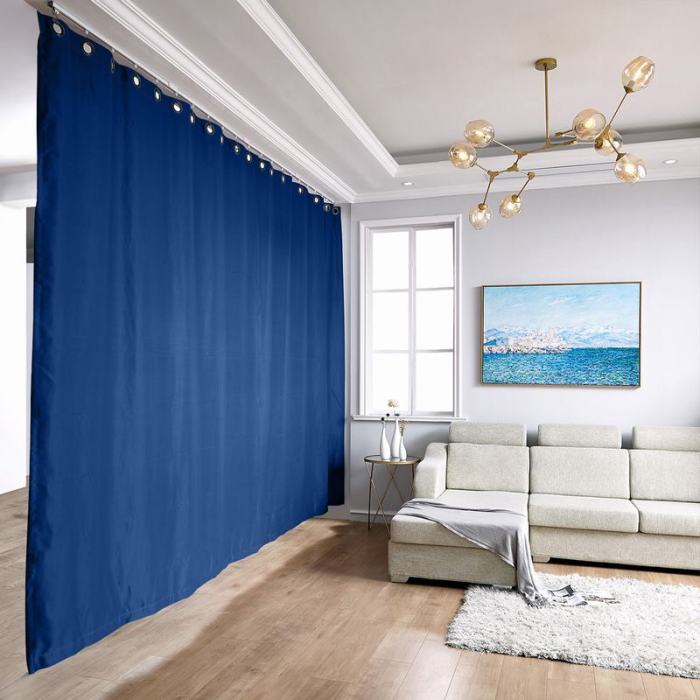 Ceiling Track Room Divider Flame Retardant Fireproof Curtain Kit for Any Space
