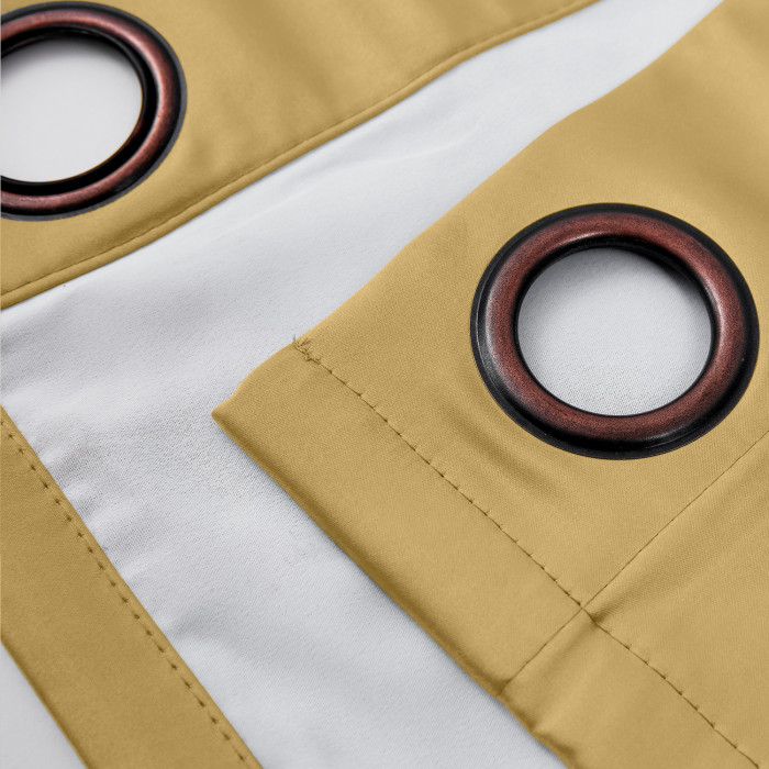 Polyester Cotton Silk Curtain Drape Panel in Antique Bronze Grommet with Blackout Lined LHZ