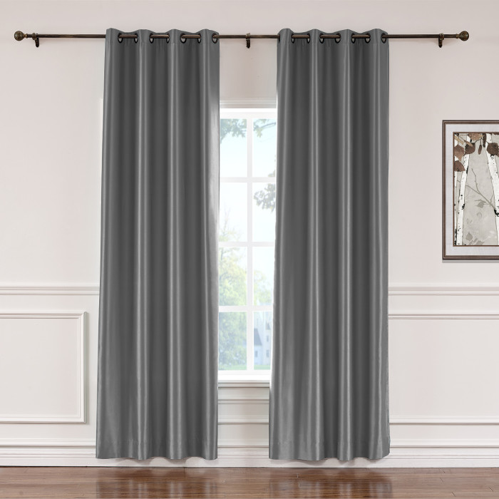 Polyester Cotton Silk Curtain Drape Panel in Antique Bronze Grommet with Blackout Lined LHZ