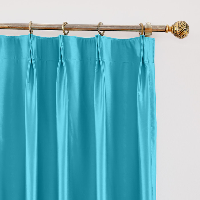 Polyester Cotton Silky Drape with Blackout Lined Pinch Pleated Window Curtain Panel LHZ