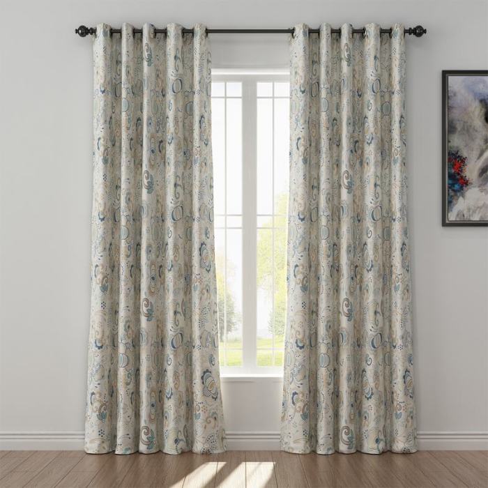 Paisleys Print Polyester Linen Curtain Drapery PALM