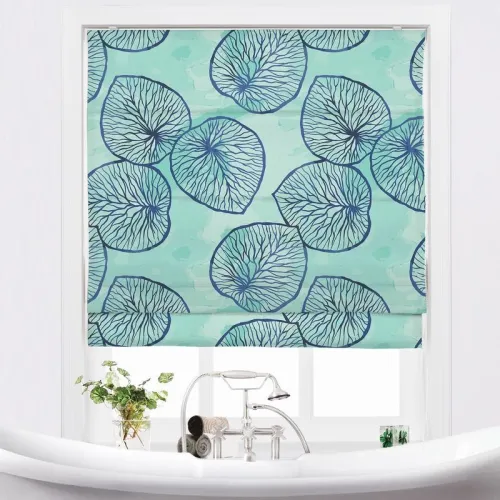 THEODORE Abstract Print Polyester Linen Room Darkening Roman Shade