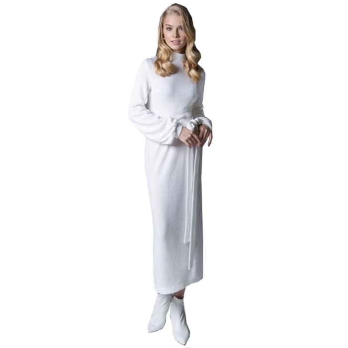Falls Elegant Plain Midi Dress with Belt