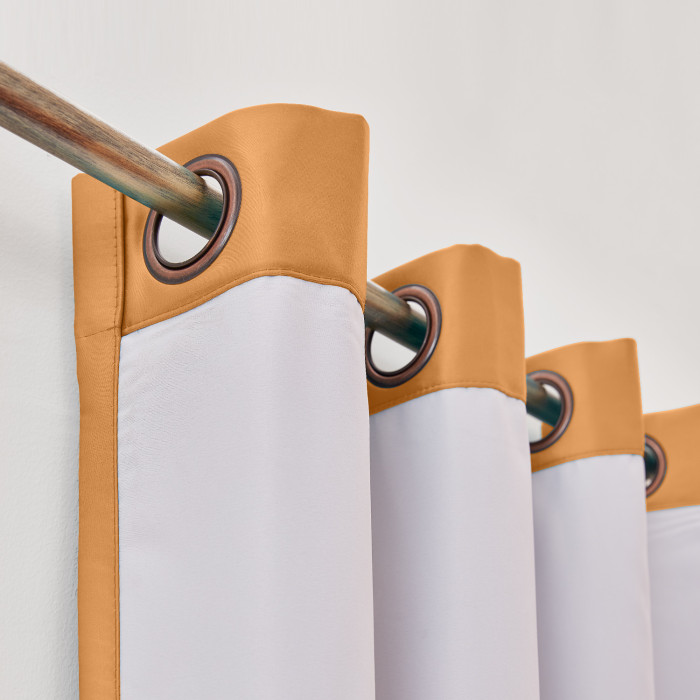 Polyester Cotton Silk Curtain Drape Panel in Antique Bronze Grommet with Blackout Lined LHZ