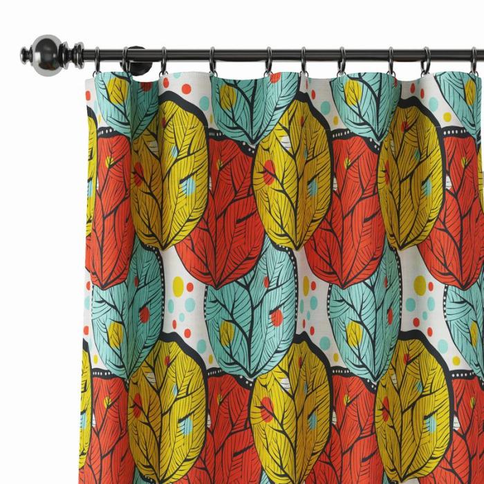 Abstract Print Polyester Linen Curtain Drapery ELOISE