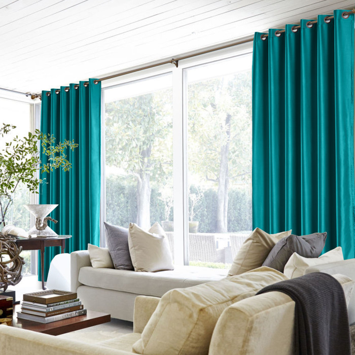 Polyester Cotton Silk Curtain Drape Panel in Antique Bronze Grommet with Blackout Lined LHZ