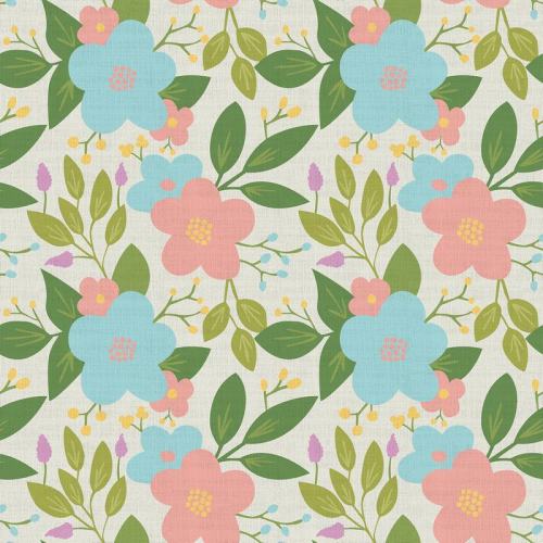 Floral Print Polyester Linen Curtain Drapery ARTHUR
