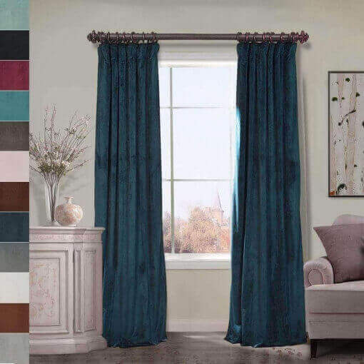 Flat Hook Velvet Curtain Drape with Blackout Lined For Track with Ring Clip or Traverse Rod and Rod with Rings Birkin