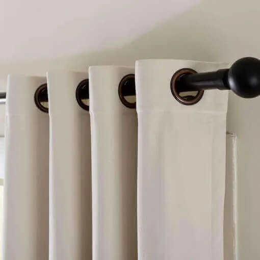 2 Toned Blackout Lined Pieced Patchwork Grommet Velvet Curtain BIRKIN
