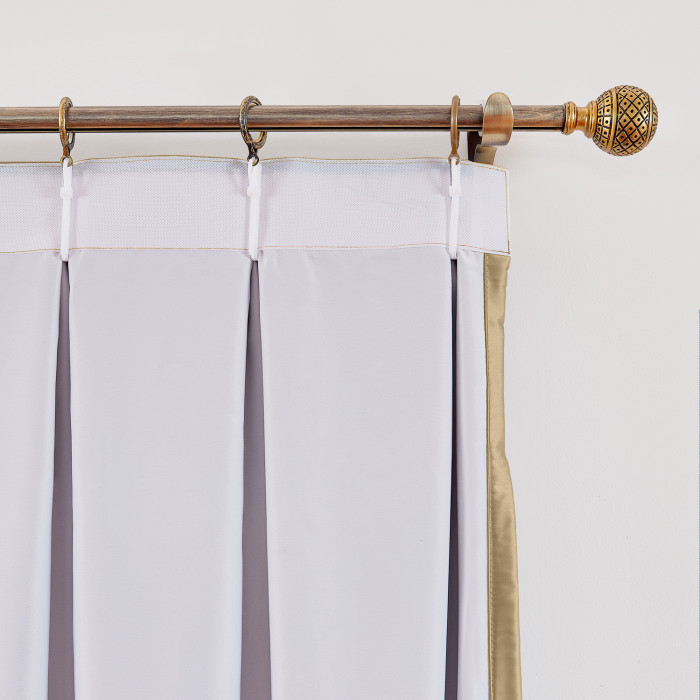 Polyester Cotton Silky Drape with Blackout Lined Pinch Pleated Window Curtain Panel LHZ