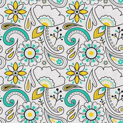 Paisleys Print Polyester Linen Curtain Drapery ATLAS