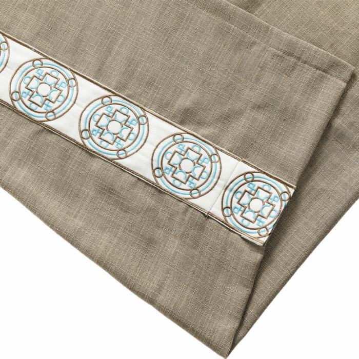 AMARA Polyester Linen Curtain Drapery With Decorative Trim Custom Sold Per Pair